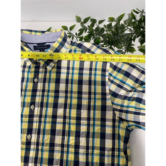 Tommy Hilfiger Mens XL Plaid Button-Down Shirt Yellow/Blue100%Cotton Long Sleeve - Picture 11 of 12